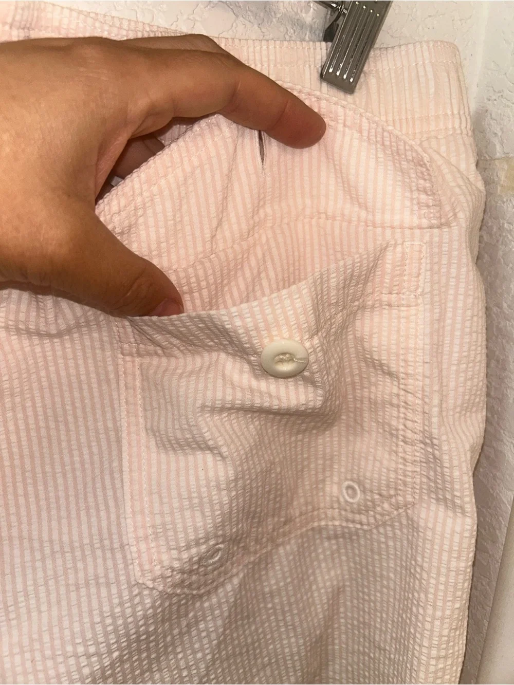 J. Crew 2024 The Men’s SeerSucker Swim Trunks in Pink Cotton Blend Lined SZ: M